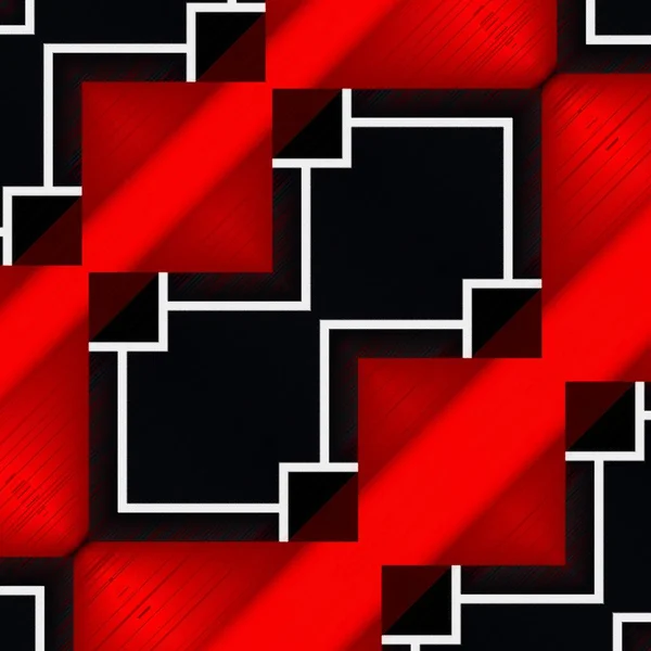 Formes Géométriques Rouges Blanches Vives Motifs Dessins Sur Fond Noir — Photo