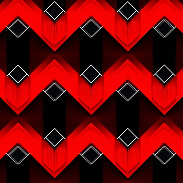 Żywe Czerwone Białe Geometryczne Kształty Wzory Wzory Czarnym Tle — Zdjęcie stockowe