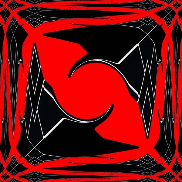 Padrões Formas Geométricas Vermelho Branco Vívidos Desenhos Fundo Preto — Fotografia de Stock