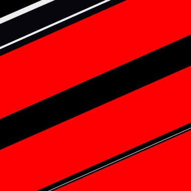 Siyah arkaplan üzerinde canlı kırmızı ve beyaz geometrik şekiller ve tasarımlar
