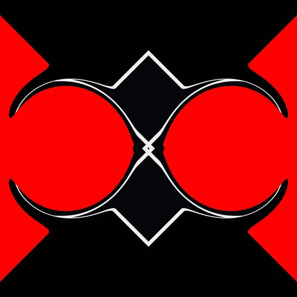 Formas Geométricas Vívidas Rojas Blancas Patrones Diseños Sobre Fondo Negro —  Fotos de Stock