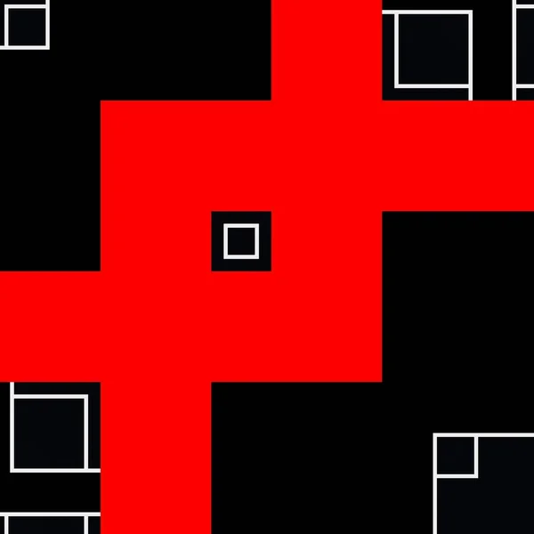 Яскраві Червоно Білі Геометричні Фігури Візерунки Конструкції Чорному Тлі — стокове фото
