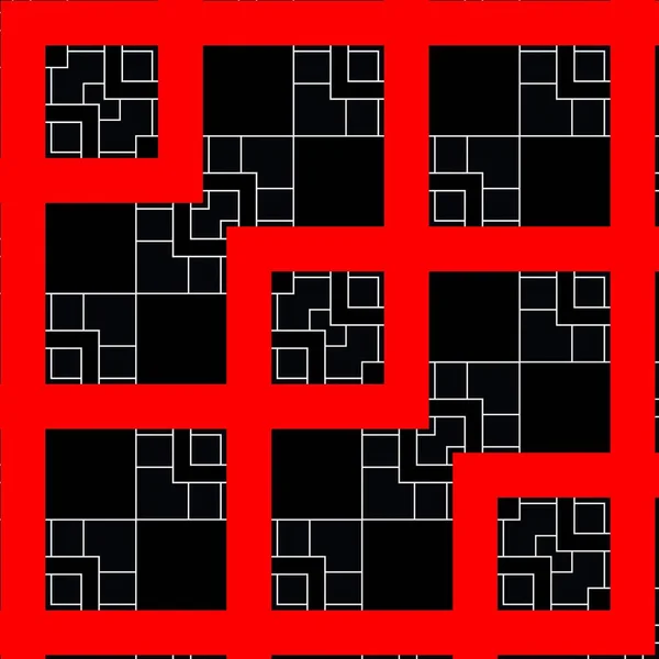 Živé Červené Bílé Geometrické Tvary Vzory Vzory Černém Pozadí — Stock fotografie