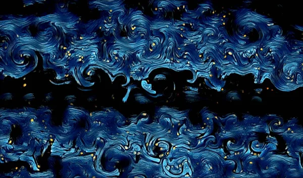 Vincent Van Gogh Ihlette Impresszionista Stílus Csillagos Éjszakai Turbulencia Hatása — Stock Fotó