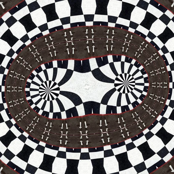 Абстрактные Узоры Дизайн Черно Белой Шахматной Доской Белой Стрелкой Пешеходной — стоковое фото