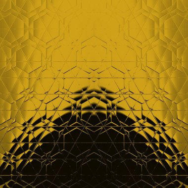 Siyah zemin üzerinde parlak sarı altıgen desenler. Karmaşık şekiller ve tasarımlar meydana getiriyorlar.