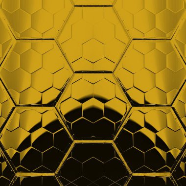 Siyah zemin üzerinde parlak sarı altıgen desenler. Karmaşık şekiller ve tasarımlar meydana getiriyorlar.