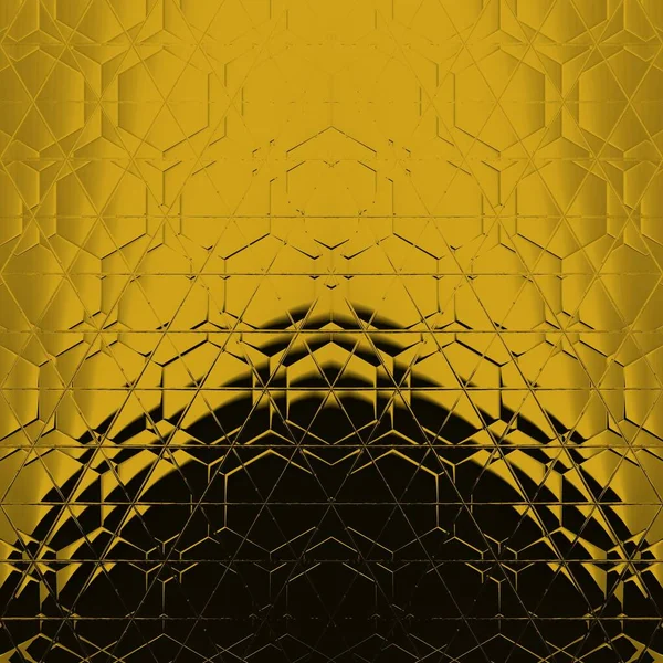 Siyah zemin üzerinde parlak sarı altıgen desenler. Karmaşık şekiller ve tasarımlar meydana getiriyorlar.