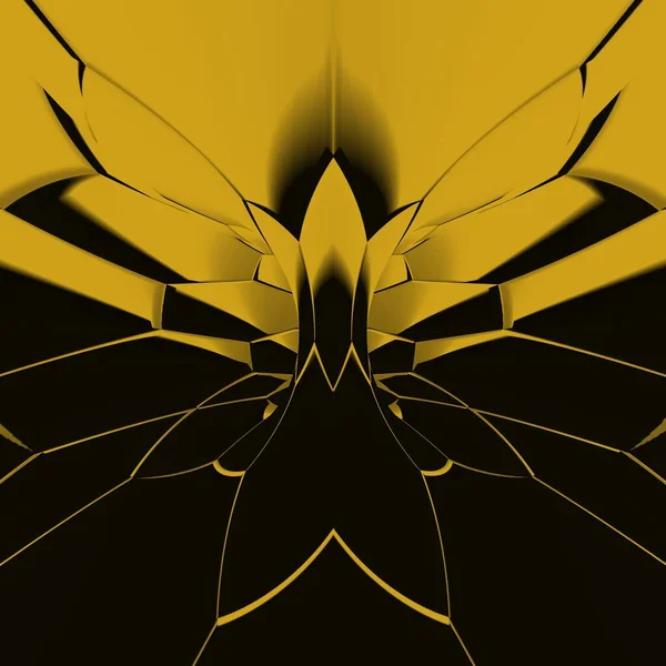 Siyah zemin üzerinde parlak sarı altıgen desenler. Karmaşık şekiller ve tasarımlar meydana getiriyorlar.