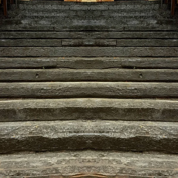 Узор Традиционных Деревянных Лестниц Ручной Работы Почернел Возрастом Выветриванием — стоковое фото