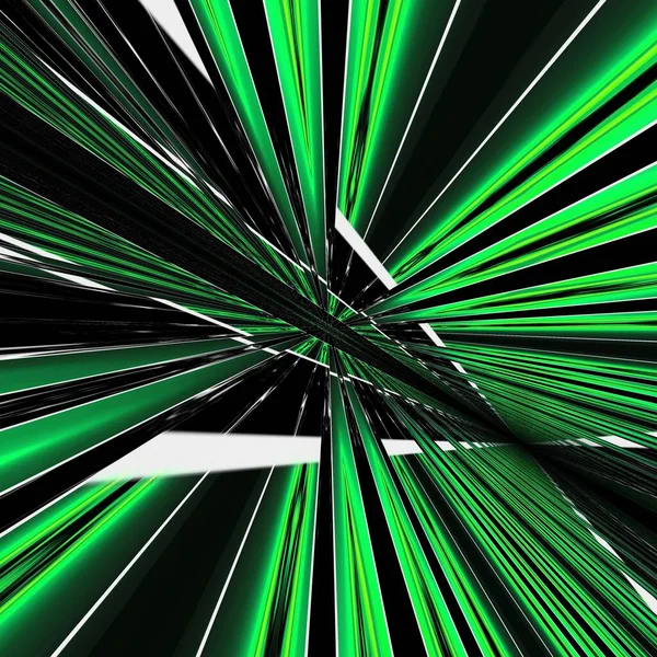 Wiele Odmian Neonowo Zielonych Geometrycznych Symetrycznych Wzorów Czarnym Tle Białą — Zdjęcie stockowe