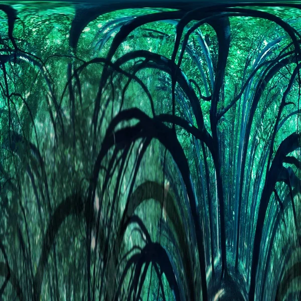 Tılsımlı Orman Desenleri Tasarımlarıyla Sabah Yeşil Işıklarının Gölgeleri — Stok fotoğraf
