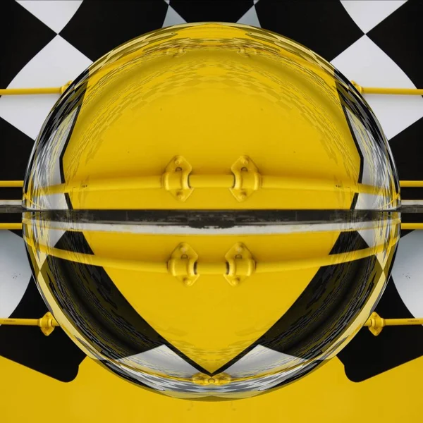 전통적 스포츠는 노란색 패턴과 디자인에서 아이콘 우승하는 깃발을 동일시 — 스톡 사진