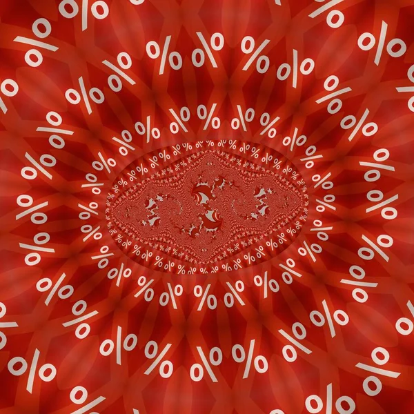 Numerais Brancos Sinal Percentual Padrões Fundo Vermelho Brilhante Variações Desenhos — Fotografia de Stock