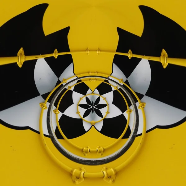 Geleneksel Motor Sporu Parlak Sarı Arkaplan Desenleri Tasarımları Üzerine Bayrak — Stok fotoğraf
