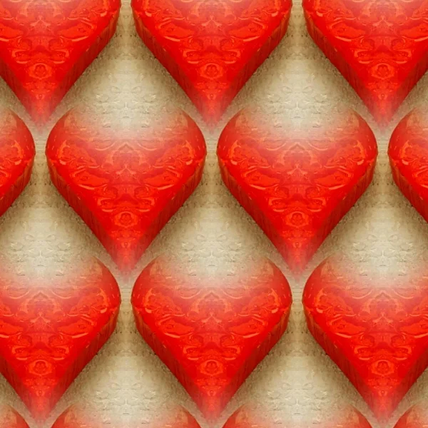 Vivid Red Heart Tear Drops White Blue Background Transformed Patterns — Stock Photo, Image