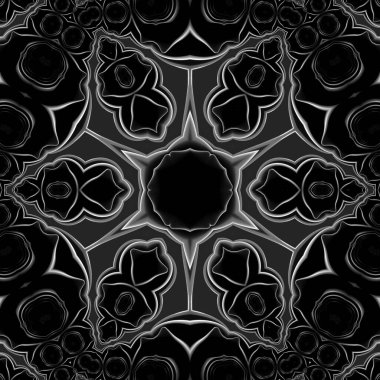 Tek renkli yemek kâselerinin siyah ve beyaz görüntüsü. Dönüşümleri tekrarlayarak eşsiz sanat görüntülerine dönüştürüldü.