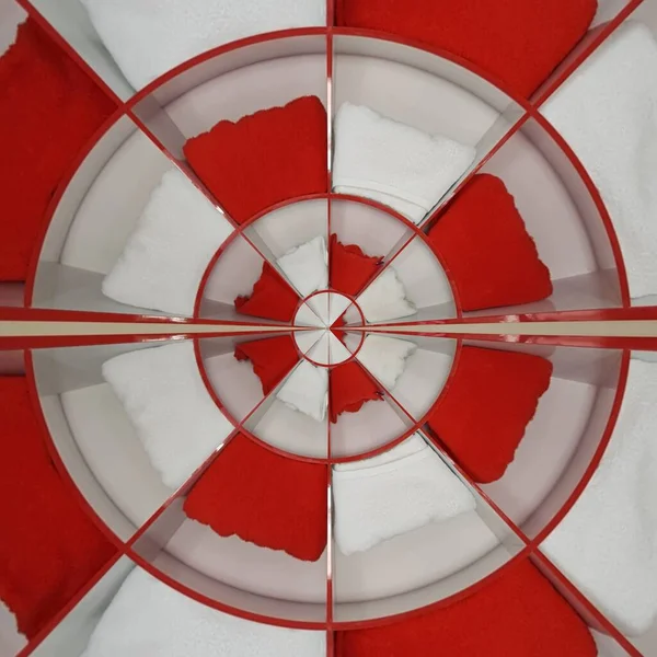 Прямокутний Геометричний Дизайн Зберігання Пляжу Басейну Червоно Білих Рушників — стокове фото