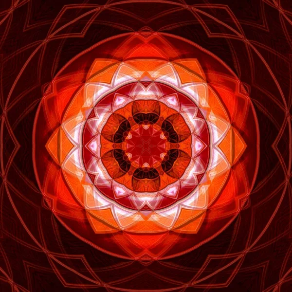 기하학적 모양과 무늬가 빨강과 주황으로 흰색이 어우러져 — 스톡 사진