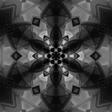 Tek renkli yemek kâselerinin siyah ve beyaz görüntüsü. Dönüşümleri tekrarlayarak eşsiz sanat görüntülerine dönüştürüldü.