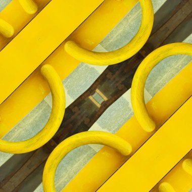 Parlak sarı yarı dairesel kapı desenleri ve tasarımlarının 3 boyutlu çizimi