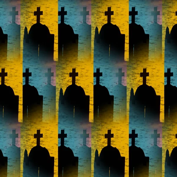 Žluté Zlaté Obrázky Malé Pravoslavné Kostelní Kopule Siluetami Křížových Obrazců — Stock fotografie