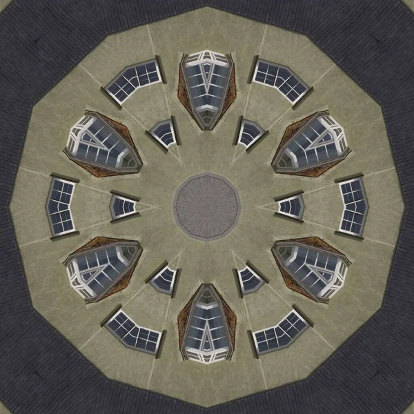 Калейдоскопічний Шестикутний Мозаїчний Візерунок Основі Повторюваних Вікон Інших Архітектурних Особливостей — стокове фото