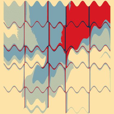 Gri bej ve kırmızı kesme desenleri ve geometrik şekillerin sanat-deco retro renkleri gibi İskoç eteği