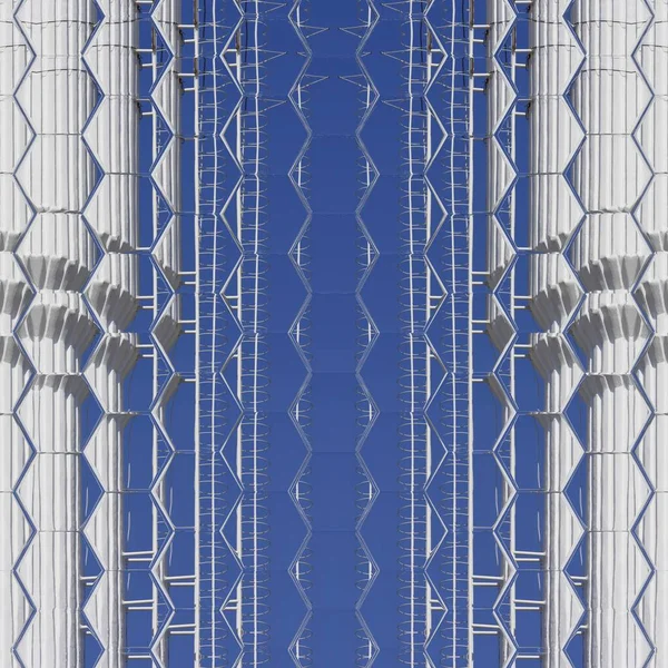 Witte Industriële Schoorsteen Met Zijdelingse Toegang Ladders Wolkenloze Blauwe Lucht — Stockfoto