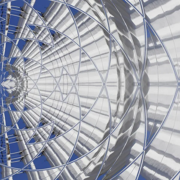 Белый Промышленный Дымоход Боковыми Лестницами Безоблачное Голубое Небо Геометрическими Узорами — стоковое фото