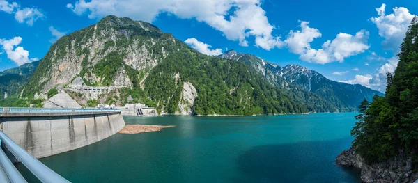 Panorama Beautiful Scenery Van Kurobe Dam Een Levendige Kleurrijke Lakeside — Stockfoto