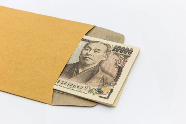 Japoński Banknot 000 Jenów Kopercie Brązowy Dać Biznes Sukces Zakupy — Zdjęcie stockowe