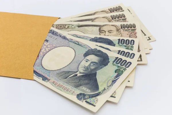 Billete Japonés 000 000 Yenes Sobre Marrón Para Dar Éxito — Foto de Stock