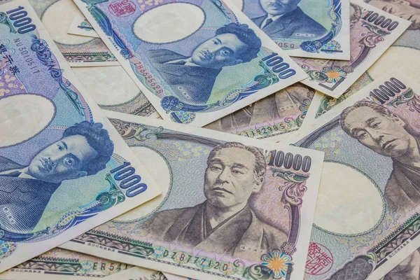 Japon 1.000 ve 10.000 ¥ banknotlar iş ve ekonomi kavramı arka plan