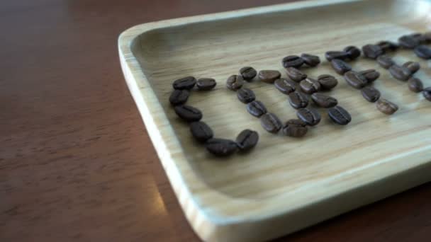 Grains Café Disposés Dans Une Plaque Bois Texte Café Idée — Video