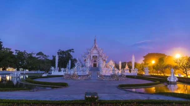 Miejsce Podróży Sławny Biały Świątyni Wat Rong Khun Piękne Popularne — Wideo stockowe