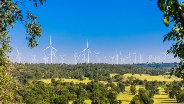 Timelapse Wind Turbine Farm Beautiful Nature Blue Sky Blackground Générant — Video