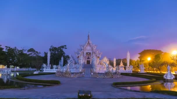 Miejsce Podróży Sławny Biały Świątyni Wat Rong Khun Piękne Popularne — Wideo stockowe