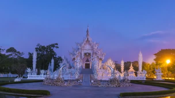 Wat Rong Khun Krásný Bílý Chrám Známou Památku Cestování Místo — Stock video