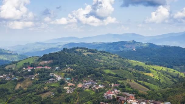 Time Lapse Doi Mae Salong Village Located Hilltop Mae Fah — Stock Video