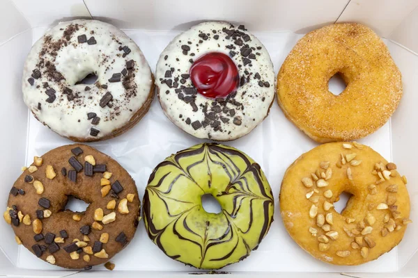 Misture Donut Conjunto Com Muitos Rosto Caixa Para Presente — Fotografia de Stock