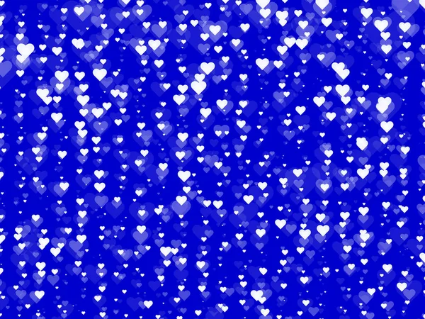 Los Corazones Blancos Están Dispuestos Línea Recta Sobre Fondo Azul — Vector de stock