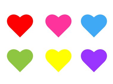 Beyaz arka planda renk kalp seti vektör simgesini karıştırın