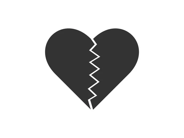 Corazón Negro Roto Corazón Vector Icono Sobre Fondo Blanco — Vector de stock