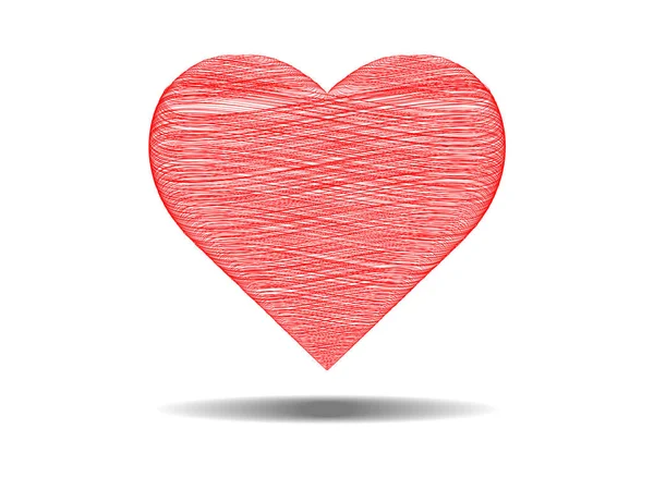 Rote Linie Herzvektorsymbol Auf Weißem Hintergrund — Stockvektor