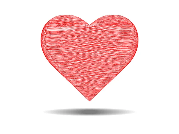 Línea Roja Icono Vector Corazón Sobre Fondo Blanco — Vector de stock