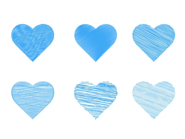 Corazón Azul Conjunto Vector Icono Sobre Fondo Blanco — Vector de stock