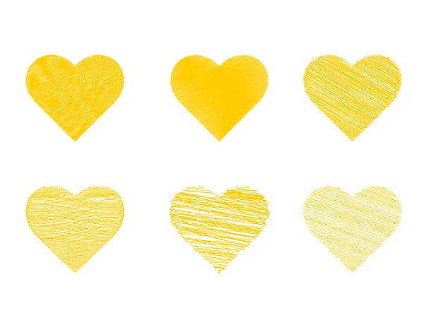 Gelbes Herz Setzt Vektor Symbol Auf Weißem Hintergrund — Stockvektor
