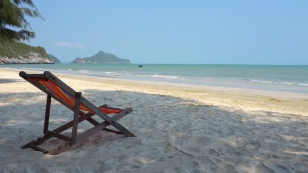 Beach Chair On The Beach And Wave Sea With Blue Sky Beautiful