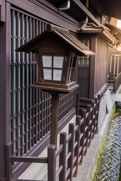 Eine Traditionelle Japanische Hölzerne Laterne Vor Dem Haus Takayama Japan — Stockfoto